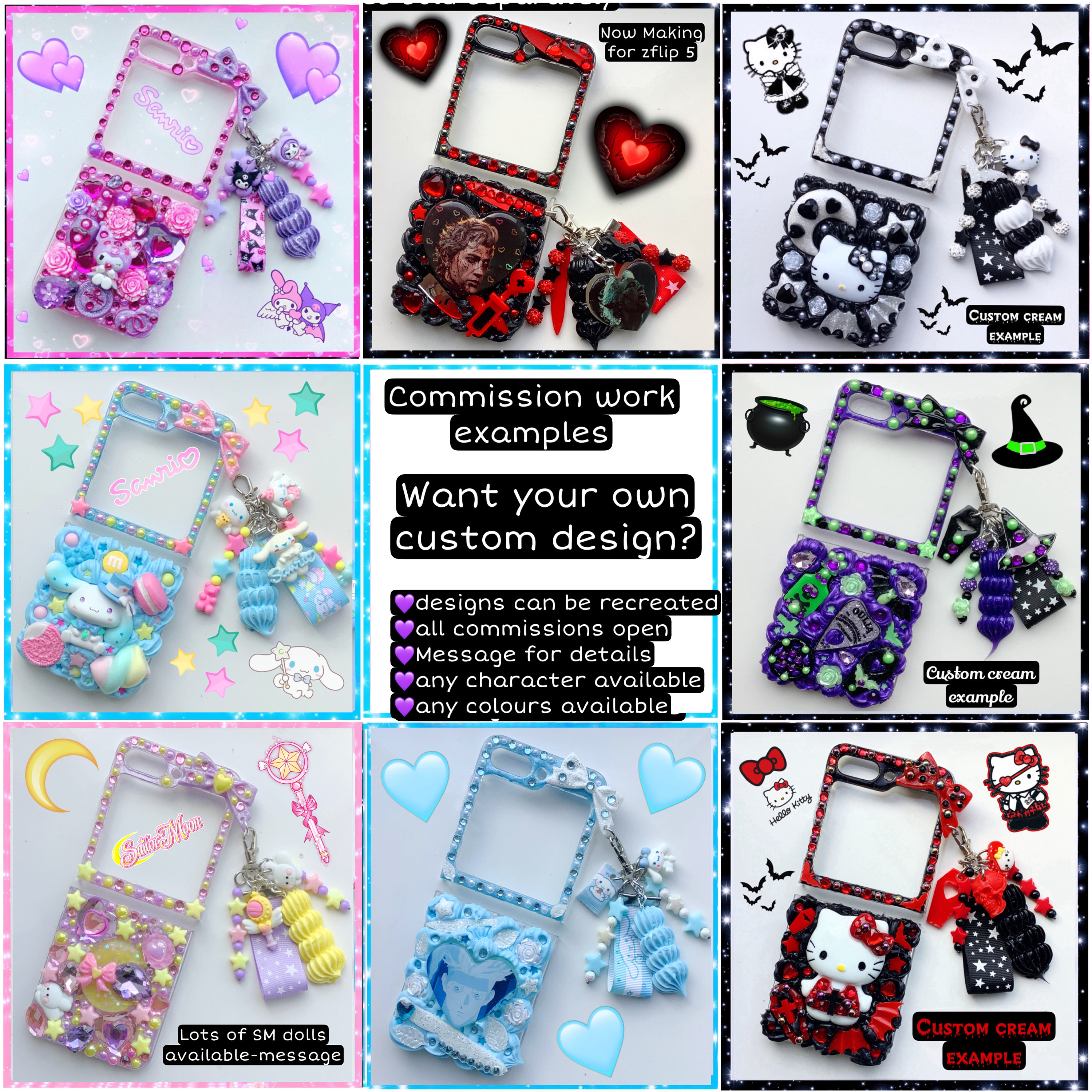 Custom Z Flip 5 Case Kitty Z Flip 6 Phone Case Kuromi Custom Z Flip 5 Case Kitty Z Flip 6 Phone Case Kuromi