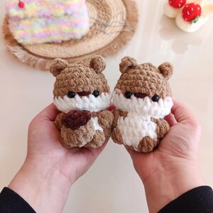Virkmönster för ekorre utan symönster i PDF-format | Amigurumi-nyckelring (digital nedladdning)