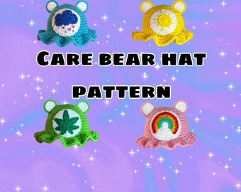 Patrón de sombrero de cubo inspirado en Care Bear