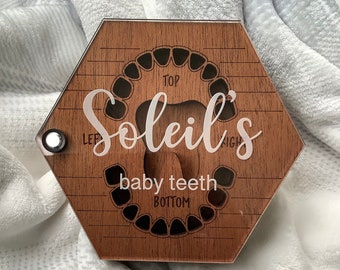 Baby Tooth Box - Baby Teeth Keepsake - Personalized Tooth Fairy Box - Boy Gift - Baby Shower Gift - Girl Name Box - Tooth Storage Box