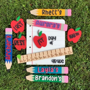 Interchangeable | Back to School Sign | 1st Day Last Day of School Prop | Reusable Wood School Board Milestone | Personalized School Kit