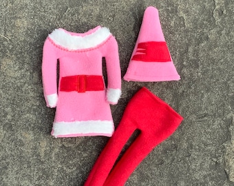 3 Piece Santa's Helper Elf Outfit, Girlfriend, Christmas Movie Costume, Elf Clothes, Elf Shirt, 12" Christmas Elf, Doll Costume, Santa's Elf