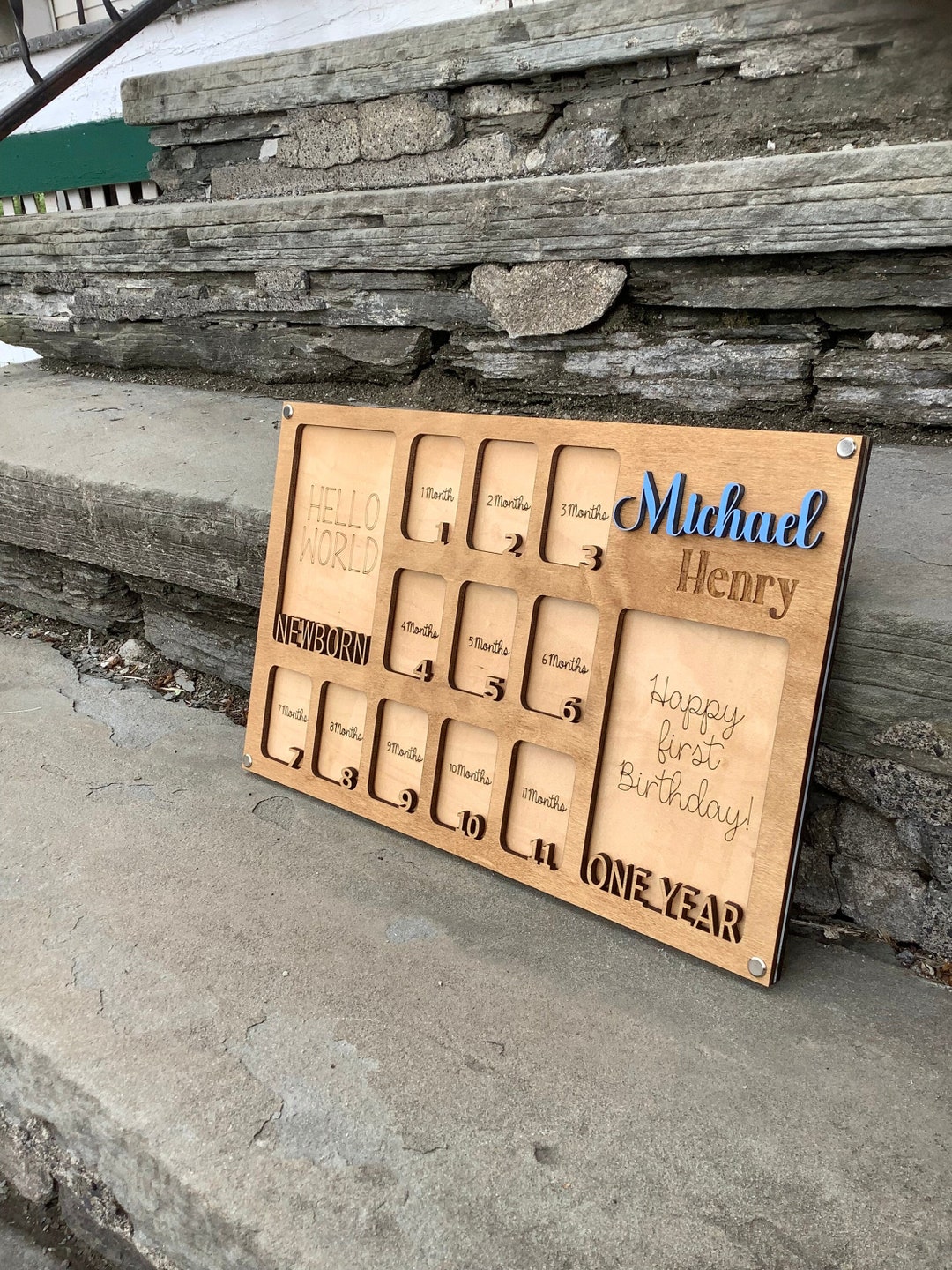 First Year Photo Frame Newborn Photo Collage 1st Year Personalized Picture Frame Babies Monthly