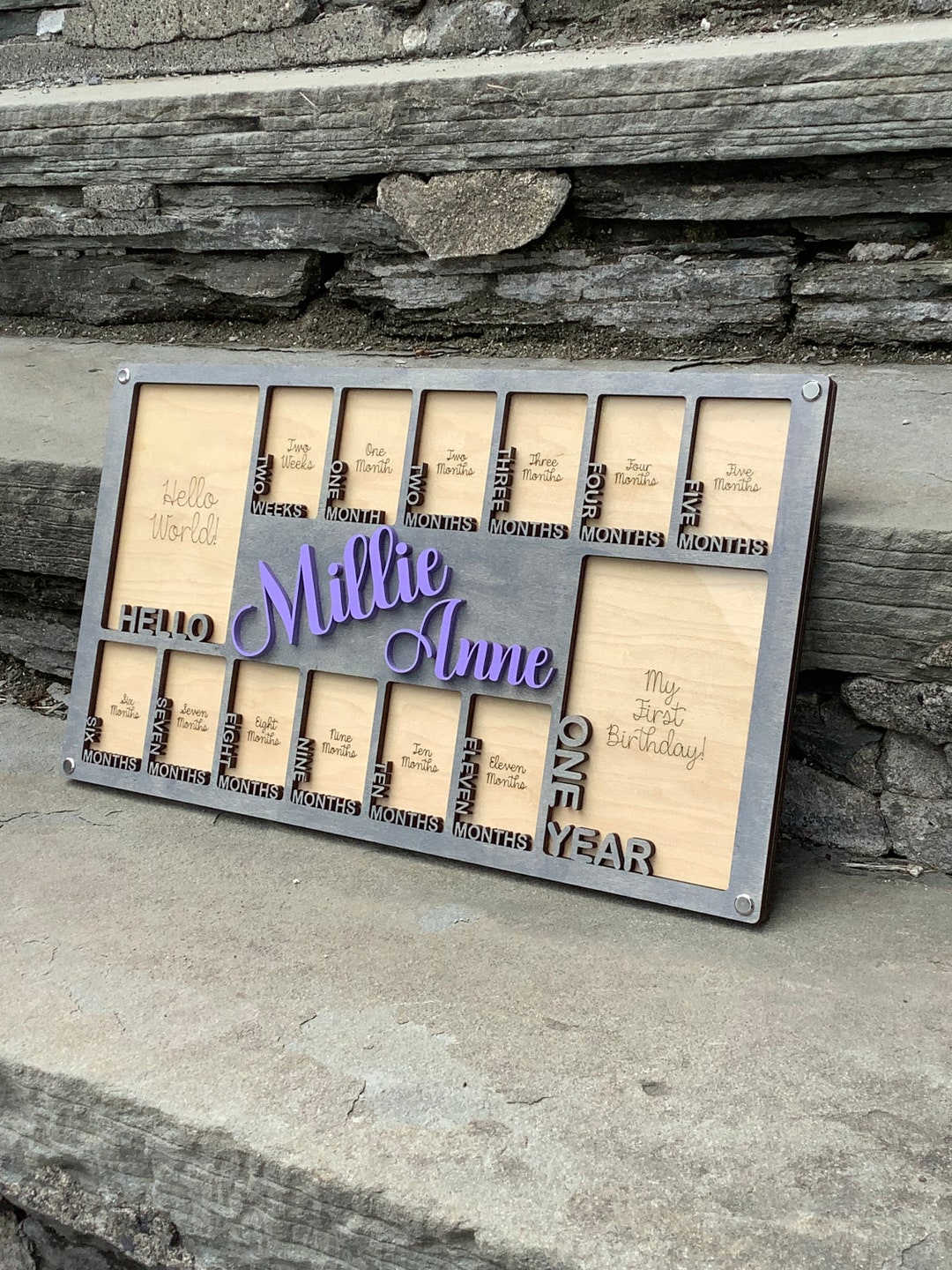 First Year Photo Frame Newborn Photo Collage 1st Year Personalized Picture Frame Babies Monthly