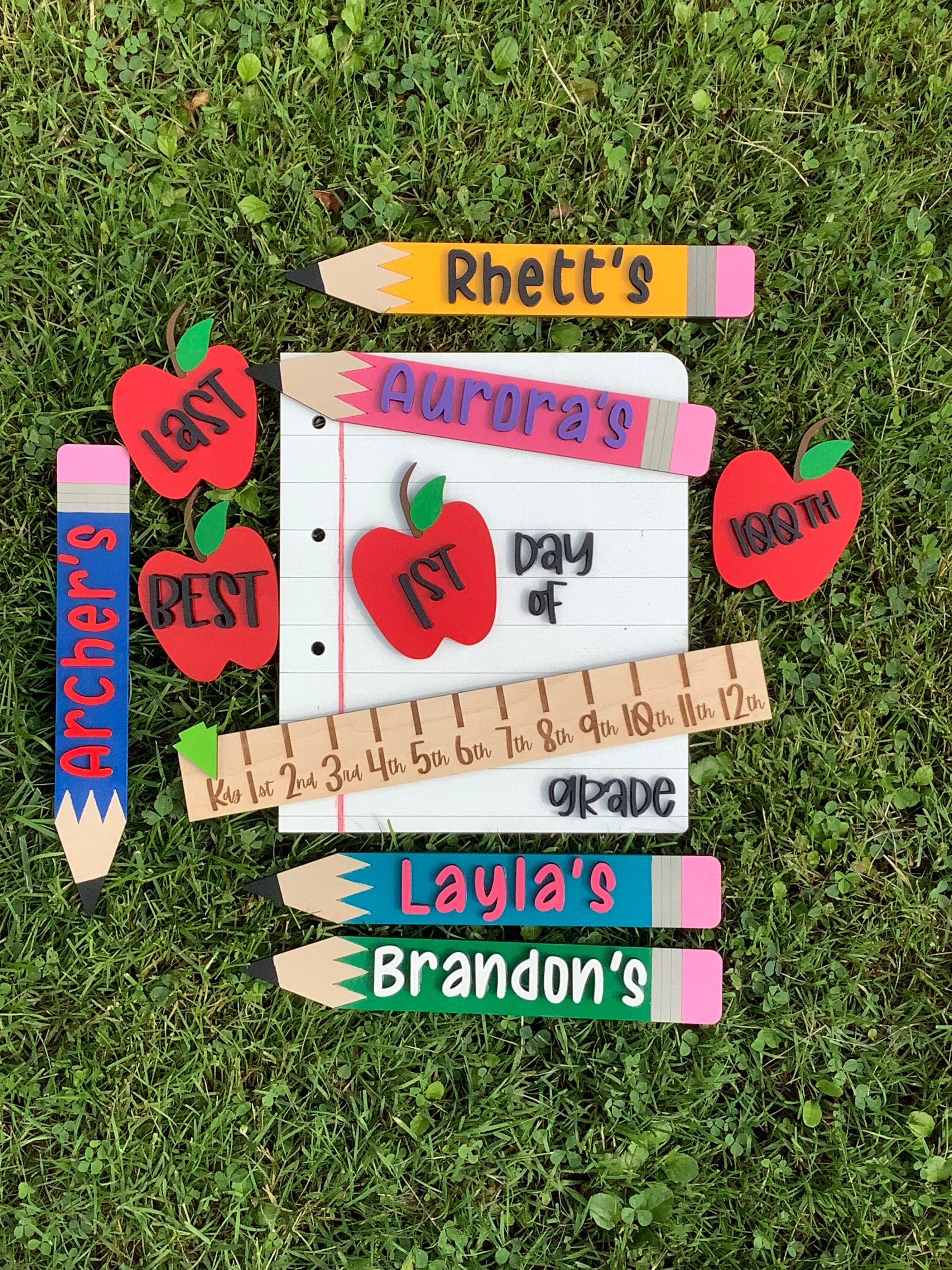 Interchangeable | Back to School Sign | 1st Day Last Day of School Prop | Reusable Wood School Board Milestone | Personalized School Kit