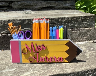 Teacher Gift - Personalized Pencil Holder - Storage Box - Desk Organizer - Student Gift - Teacher Appreciation - Teacher Desk Caddy - Custom