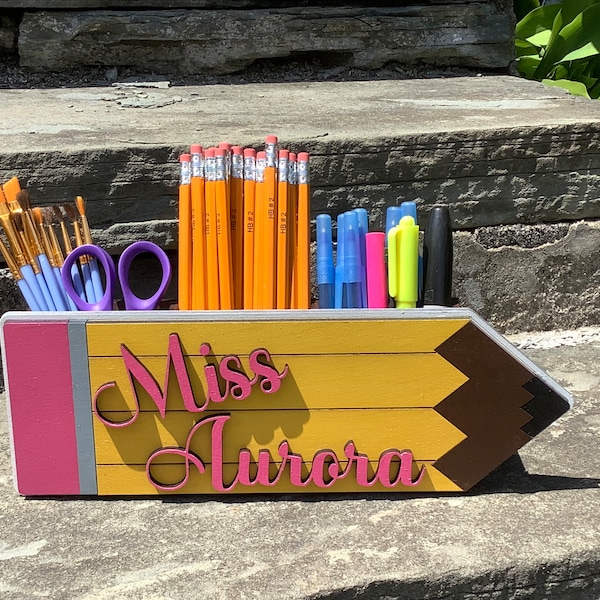 Teacher Gift - Personalized Pencil Holder - Storage Box - Desk Organizer - Student Gift - Teacher Appreciation - Teacher Desk Caddy - Custom