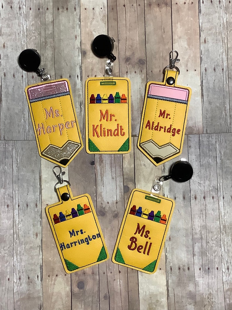 Personalized Crayon ID Badge Holder Pencil Employee ID Etsy