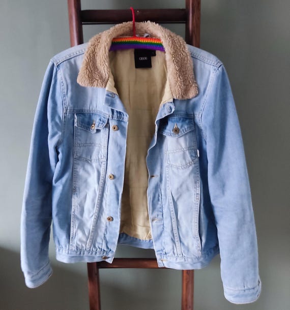Veste en jean ASOS Col double en polaire Taille homme Medium