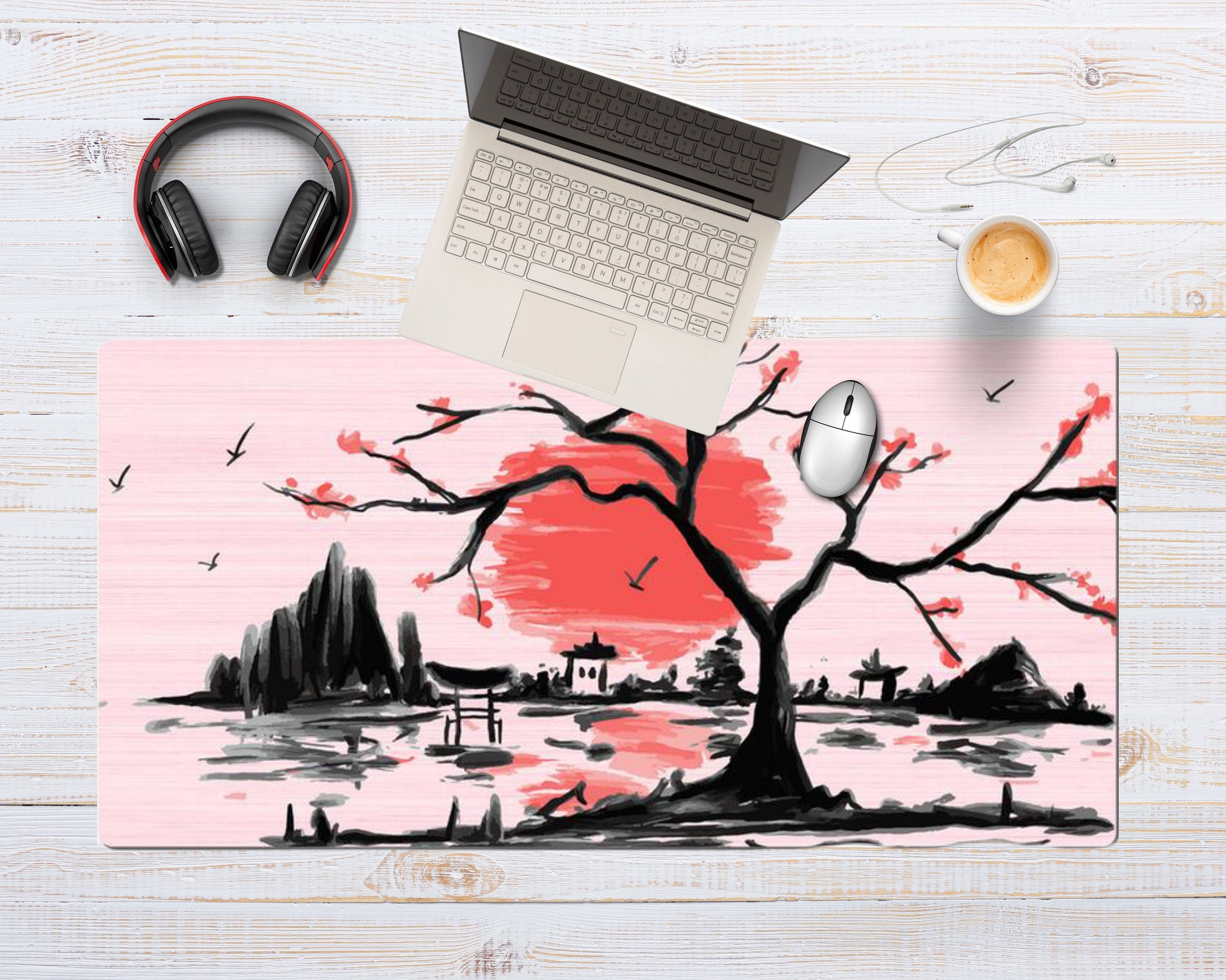 Japanese Desk Mat Desk Accessory Desk Pad Japanese Art Etsy