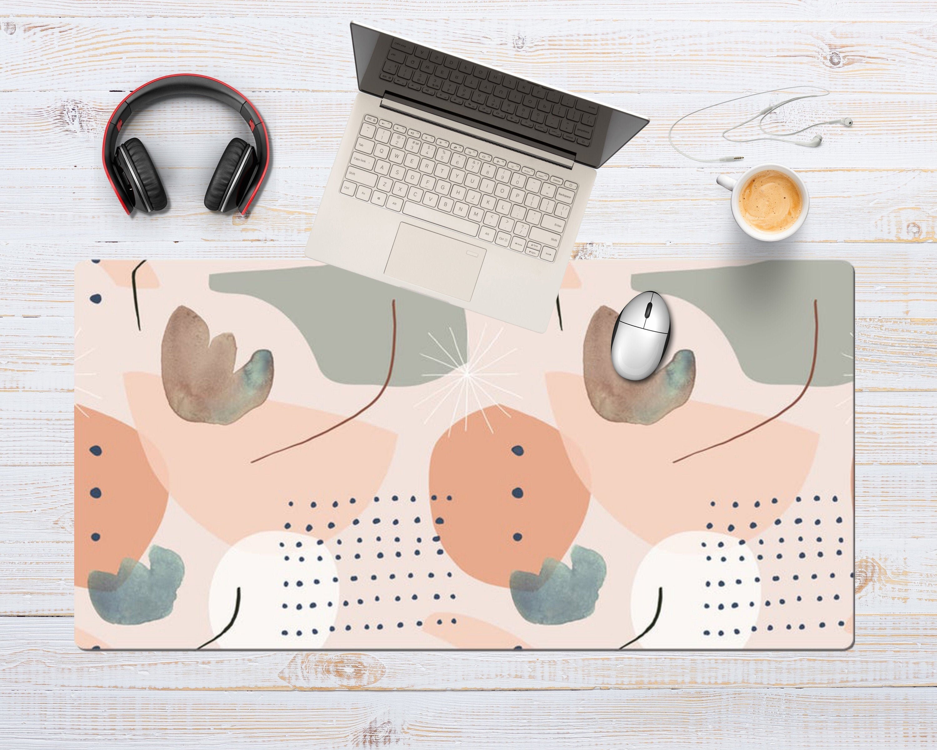 Abstract Art Graphic Desk Mat Pink Desk Pad Aesthetic Cute Etsy