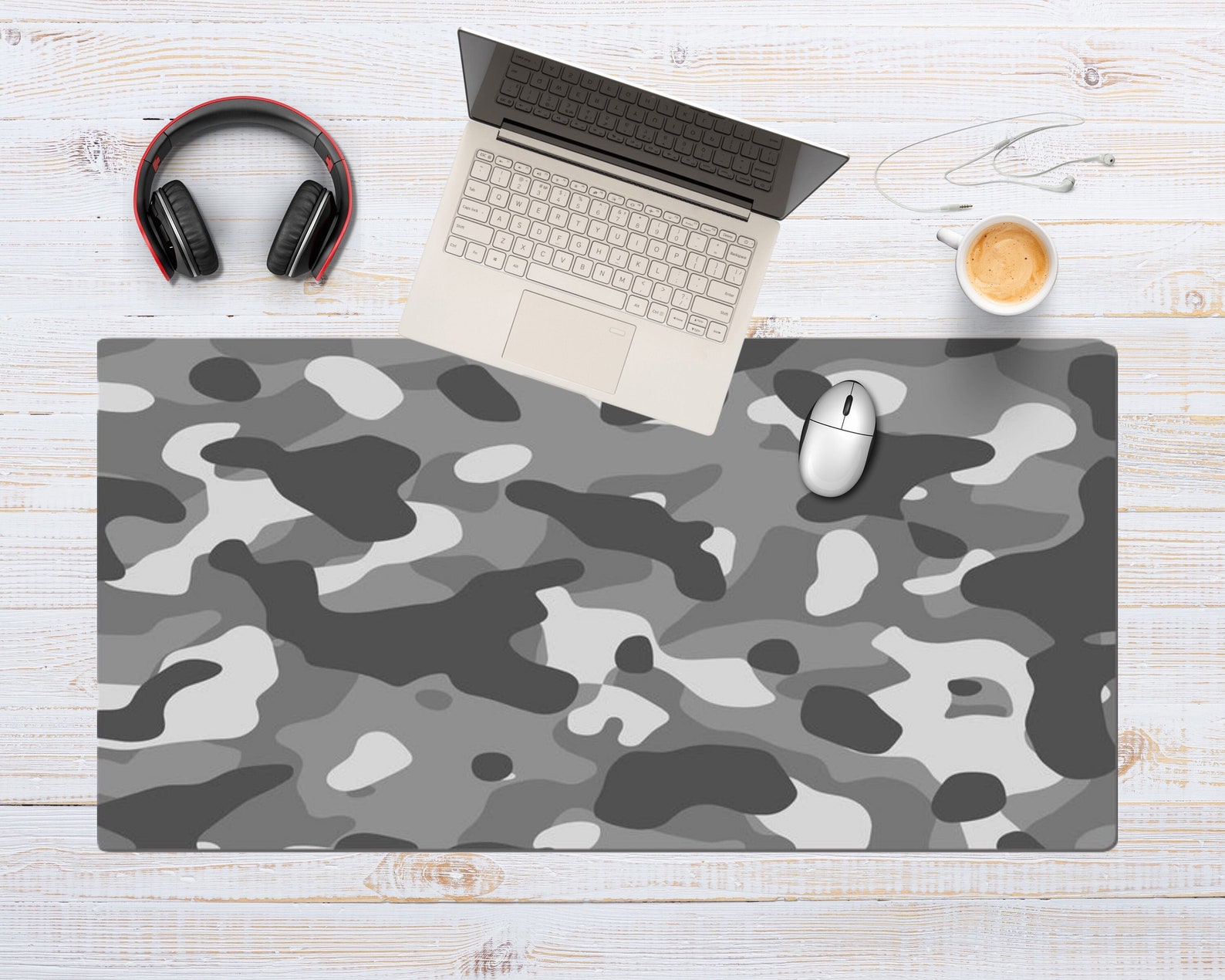 Grey Camo Desk Mat Desk Accessory Camouflage Camo Desk Pad Etsy