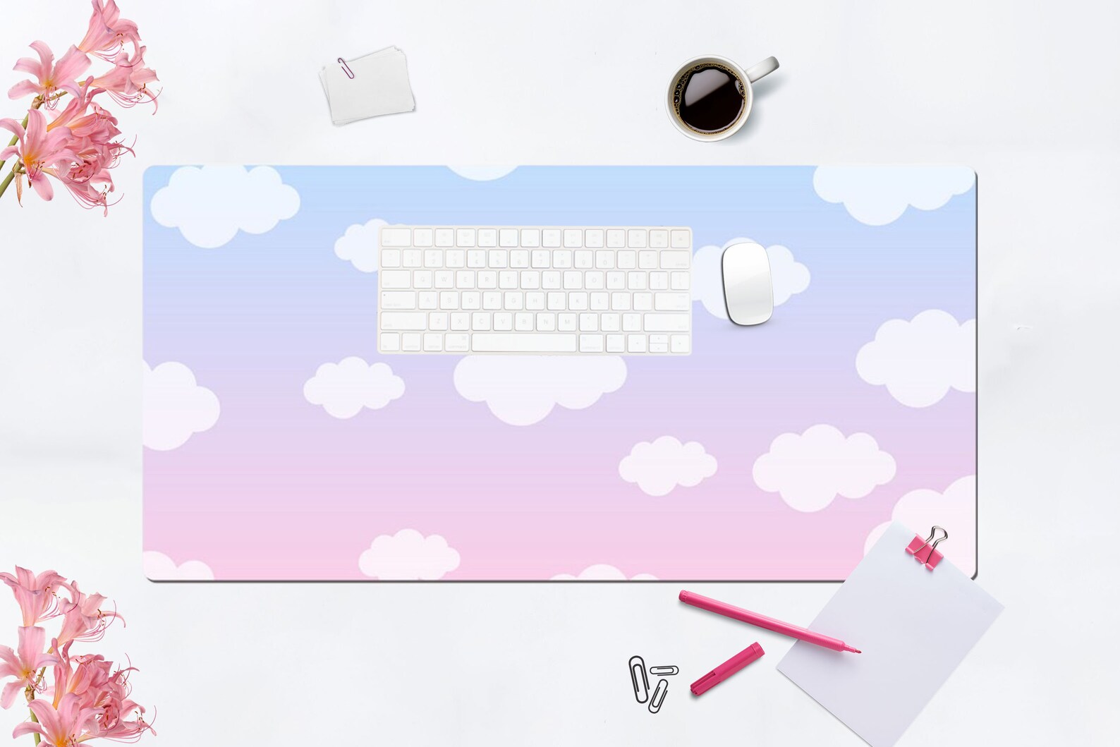 Kawaii Desk Mat Desk Accessory Cute Desk Topper Pink Desk Etsy