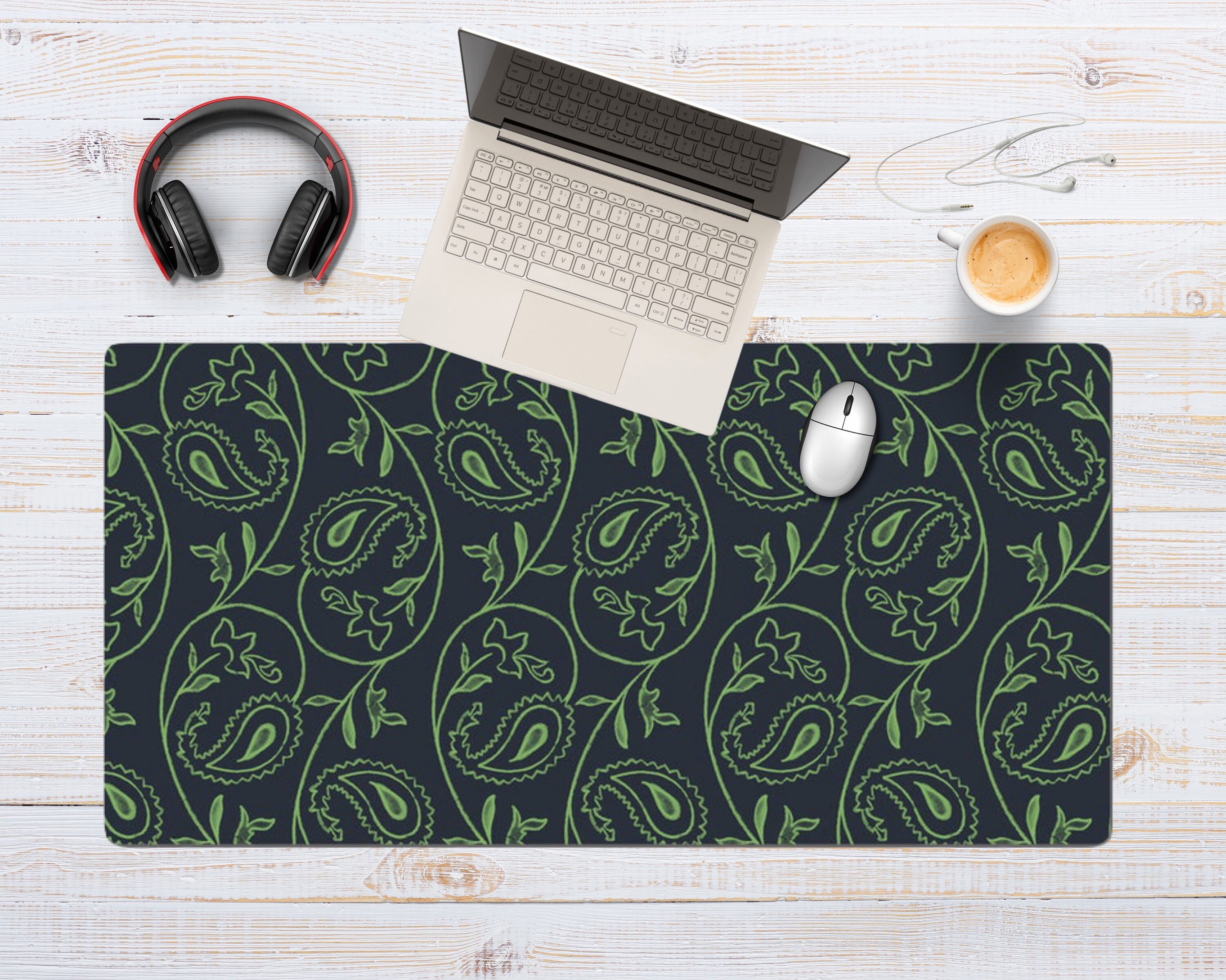 Green Pattern Desk Mat Green desk mousepad Large Mousepad Etsy