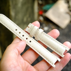 Girly Cute White Epsom Leather Watch Band with Buckle for Woman Epsom Strap 24mm 22mm 20mm 19mm 18mm, apples Strap 38mm 40mm 42mm 44mm
