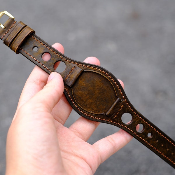 Leather Bund Strap, Bund Watch Band 16mm 18mm 20mm 22mm 24mm, Leather Watch Band, Leather Watch Strap, Apple Watch Band, Cuff Band Strap