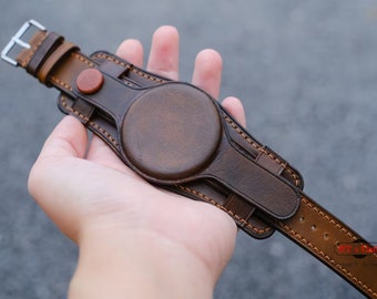 Leather Full Cover Bund Strap, Bund Watch Band 16mm 18mm 20mm 22mm 24mm, Leather Watch Band, Apple Watch Strap, Watch Protector Bund Strap