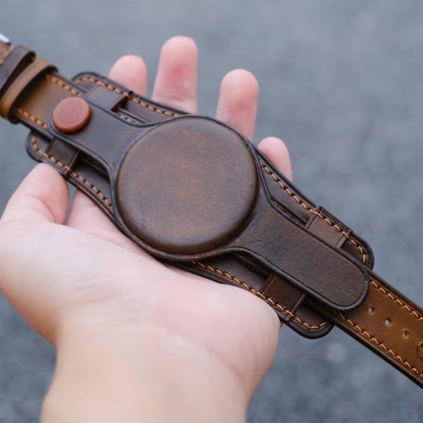 Leather Full Cover Bund Strap, Bund Watch Band 16mm 18mm 20mm 22mm 24mm, Leather Watch Band, Apple Watch Strap, Watch Protector Bund Strap