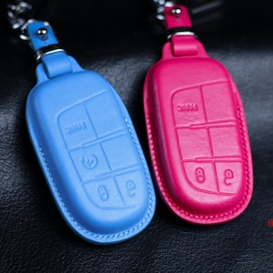 For Chryslerr Key Fob Cover Leather Grand Cherokee Compass 300 200, Fob cover for 1500 Challenger Charger Dart Durango SRT Fiatt 500 Holder