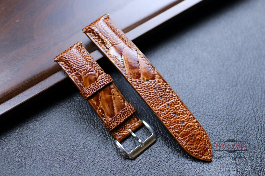 Britische Tan Straußenfuß Lederarmband Strap 24mm 22mm 21mm