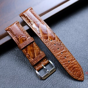 British Tan Ostrich Foot Leather Watch Band Strap 24mm 22mm 21mm 20mm 19mm 18mm 16mm Brown Ostrich Leg Leather Bracelet Wristband Men Women