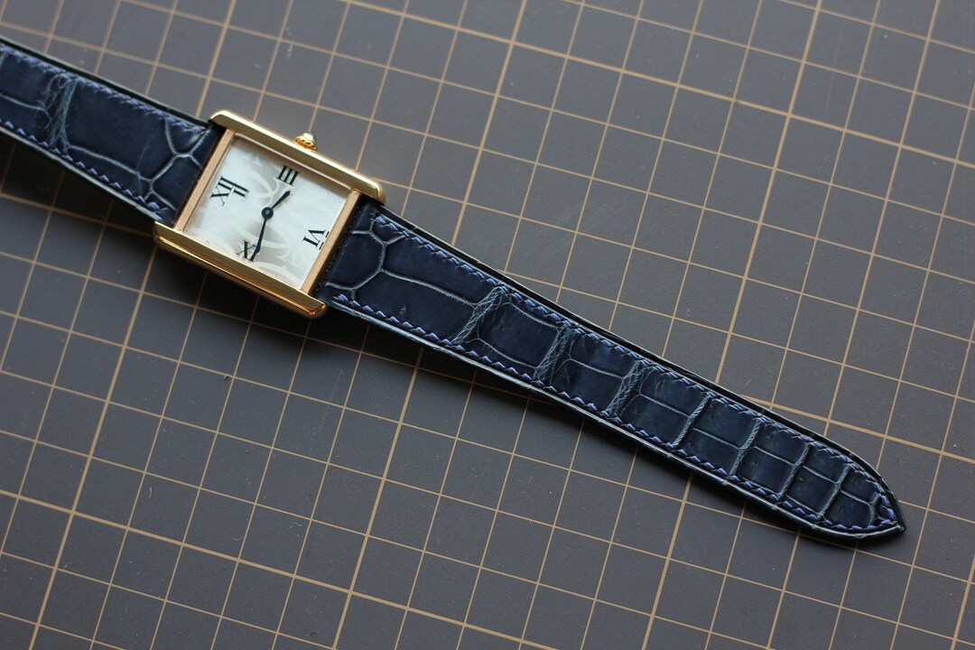 Navy Blue Alligator Watch Strap, Alligator Watch Band 24mm,22mm,21mm