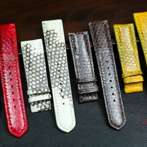 Custom size Python Leather Watch Strap 23mm 22mm 21mm 20mm 19mm 18mm 17mm 16mm Python Leather Band with Zermatt lining replacement strap