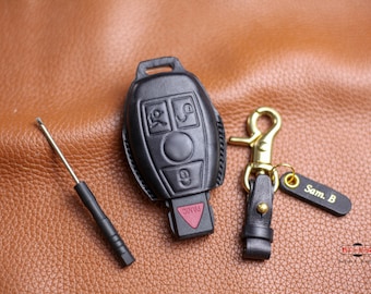 Metal Key Fob Cover For Mercedes Benz (2020-2024) S/E/C/G Class - Black, Heavy Duty Protector With Keychain