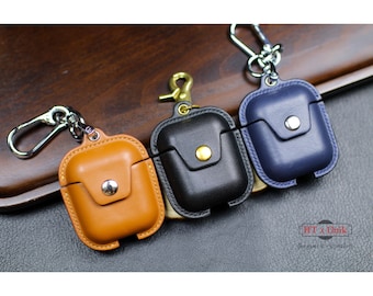 Leather Airpodd Pro Case Protector Cover, Cute Airpodd 1 2 3 Pro Case Pink Red Blue Cool Airpodd 1 2 3 Pro Pouch Bag Protective Keychain