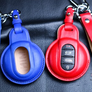 Mini Leather Key Fob Cover Case for 2025 Mini Clubman Mini Hardtop Hatchback Countryman Paceman F54 F55 F56 F57 F60 Paceman One Jcw Model S