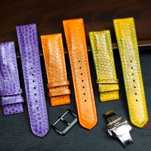 Custom Python Leather Watch Strap 23mm 21mm 20mm 19mm 18mm 17mm 16mm Genuine Python Leather Watch Band with Zermatt lining replacement strap
