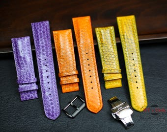 Personalisiertes Python Leder Uhrenarmband 23 mm 21 mm 20 mm 19 mm 18 mm 17 mm 16 mm Echt Python Leder Armband mit Zermatt Futter Wechselband