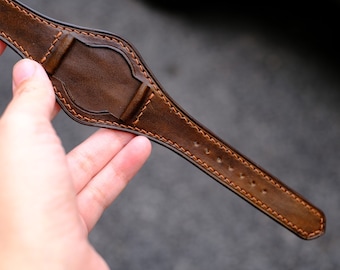 Leather Bund Strap, Bund Watch Band 16mm 18mm 20mm 22mm 24mm, Leather Watch Band, Leather Watch Strap, apples Watch Band, Cuff Band Strap