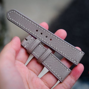 Grey Epsom Calf Leather Watch Band, Epsom Watch Strap 24mm 22mm 21mm 20mm 19mm 18mm 16mm men women, apples Strap 38mm 40mm 42mm 44mm