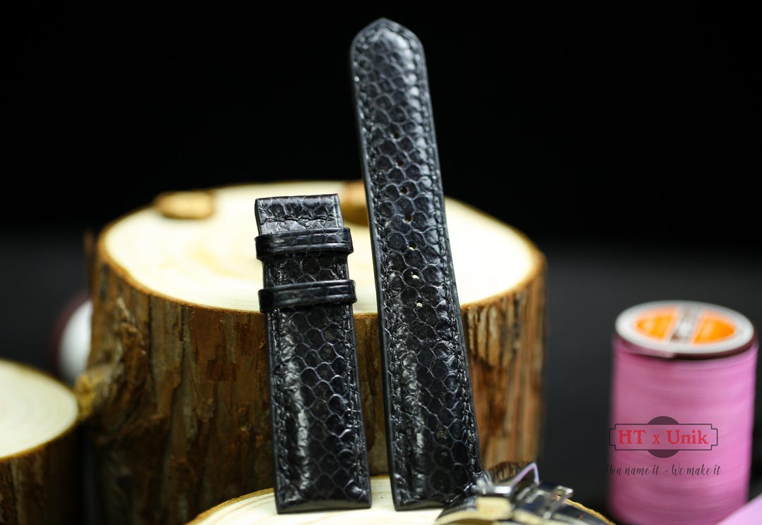 Black Python Leather Strap 24mm 22mm 20mm 18mm 16mm Luxury Gift Men ...