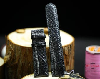 Schwarz Python Lederband 24 mm 22 mm 20 mm 18 mm 16 mm Luxus Geschenk Männer Frauen Python Leder benutzerdefinierte Größe Band 23 mm 21 mm 19 mm mit Zermatt Futter