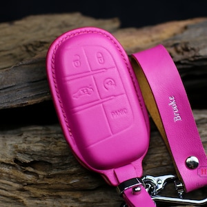 Custom Pink color Grand Cherokee Fob Protect Compass Chryslerr 300 200 Challenger key fob cover Charger Dart Durango SRT Gift for Girl Women