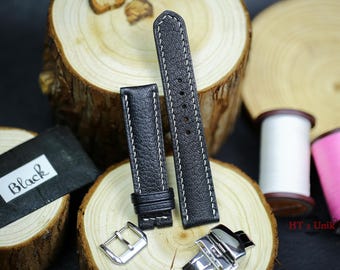 Padded Alran Leather Watch Strap 24mm 22mm 21mm 20mm Classic Black Tan Handmade Alran Leather Band Men Women 19mm 18mm 16mm Custom Sizes