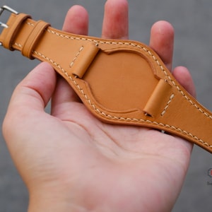 Leather Bund Strap, Bund Watch Band 16mm 18mm 20mm 22mm 24mm, Leather Watch Band, Leather Watch Strap, apples bund Band, Cuff Band Strap