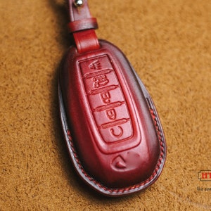 Leather Key Fob Case Cover for Q50 Q60 Fob Protect Q70 QX55 JX35 QX50 QX80 FX35 FX37 FX50 G25 G35 G37 M35 M37 M45 2020 Remote Holder