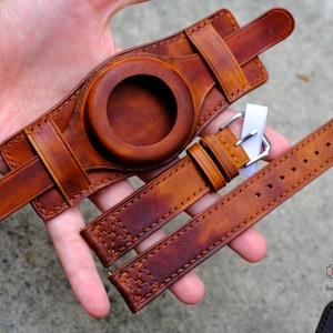 Leather Full Cover Bund Strap, Wrist Watch Strap with protective cover, Watch Cuff band 16mm 18mm 20mm 22mm 24mm, Watch Protector Bund Strap