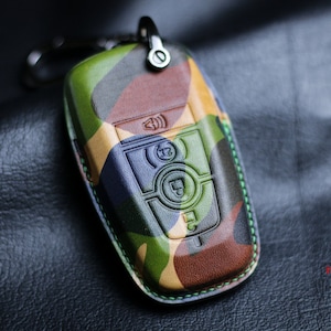 Camo Bronco Sasquatch Key Fob Cover Case 2023 Bronco Sport 2021 2022 Keyless Remote Holder Custom Bronco Leather Keychain Keyring