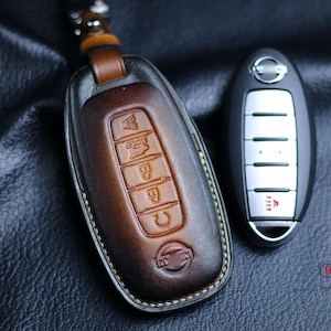 Leather Fob Cover Case 2025 Pathfinder 2024 Qashaqai Rogue Altima Remote Holder For 2023 Frontier G25 G35 G37 Q60 FX35 Keychain Leaf Key Fob