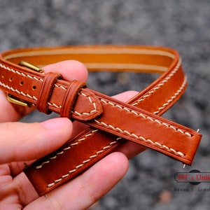 Double Wrap Wristlet Leather Watch Band Strap, Dual Watch Band Ling Strap. Double Wrap Strap band 9mm 10mm 11mm Custom All Size Double Strap
