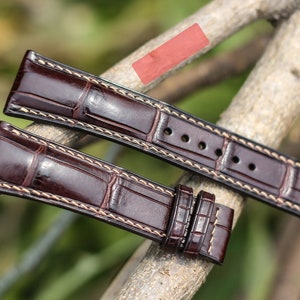 Braunes Alligator Uhrenarmband, Uhrenarmband Alligator 24mm 22mm 21mm 20mm 19mm 18mm 16mm. Luxus-Alligator-Bügel für Männer Frauen Zermatt Futter
