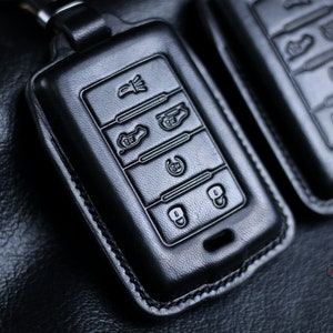 Leather Fob Cover Case For 2023 2024 Wagoneer Cherokee Wrangler Gladiator JL JK Rubicon 2020 2021 Sahara Remote Holder Wagoneer Accessories