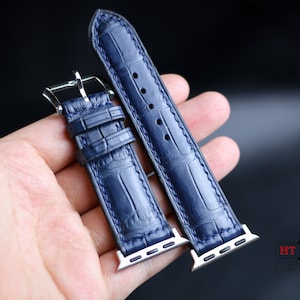 Genuine Alligator Watch Strap Band 24mm 22mm 21mm 20mm 19mm 18mm 16mm. Custom Alligator Leather Strap Zermatt lining with Deployant Clasp