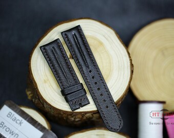 Double Padded Black Tan Alran Leather Watch Strap 24mm 22mm 21mm 20mm Luxury Alran Leather Band 19mm 18mm 16mm Custom Size Choices of Color