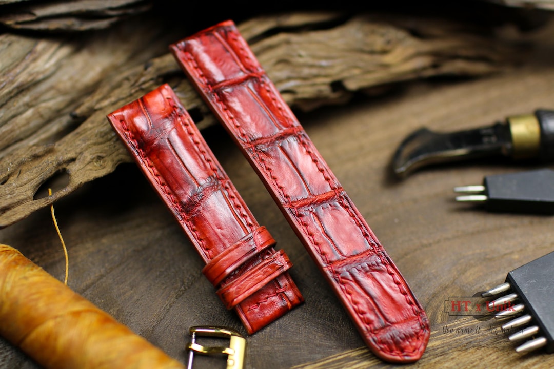 Beautiful Affordable Alligator Leather 22 mm Wristwatch Strap 8644A-GR-P914GR2_K0035562 main image 1