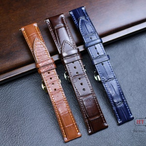 Custom Alligator Leather Watch Strap, Alligator Skin Watch Band, Luxury Alligator Leather Strap for 24mm 22mm 21mm 20mm 19mm 18mm 16mm Watch